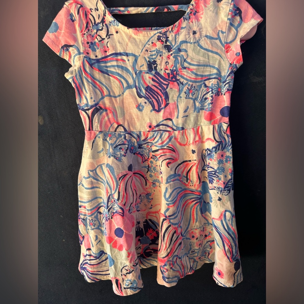 Lilly Pulitzer EUC Girls Alina Dress Pink Make A Splash Size XS